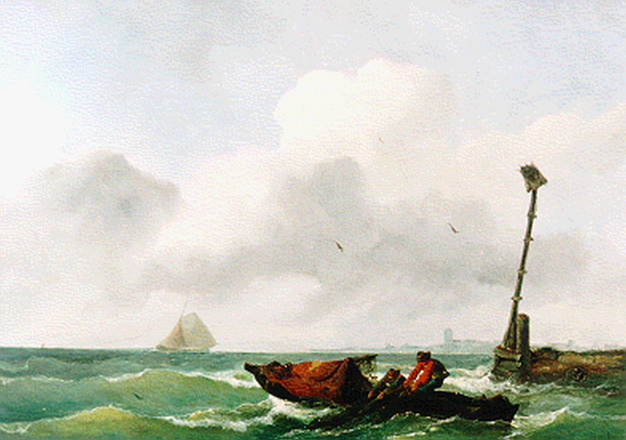 Beest A. van | Albertus van Beest, Pulling in the nets, Öl auf Holz 36,7 x 52,2 cm, signed l.r.