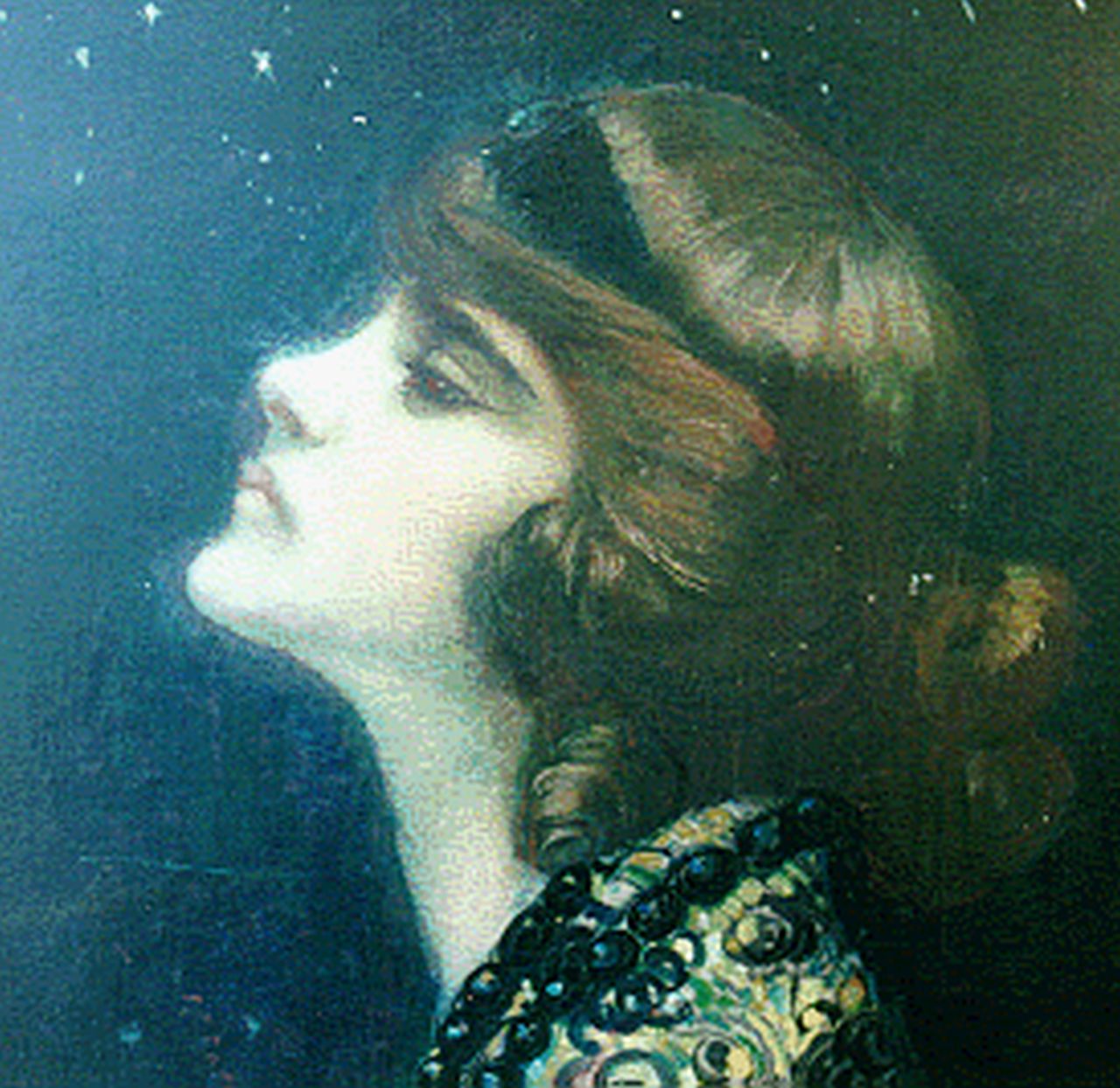 Hogerwaard F.  | François 'Frans' Hogerwaard, Portret van Annie de Meester, Öl auf Holz 38,4 x 39,5 cm, gesigneerd verso