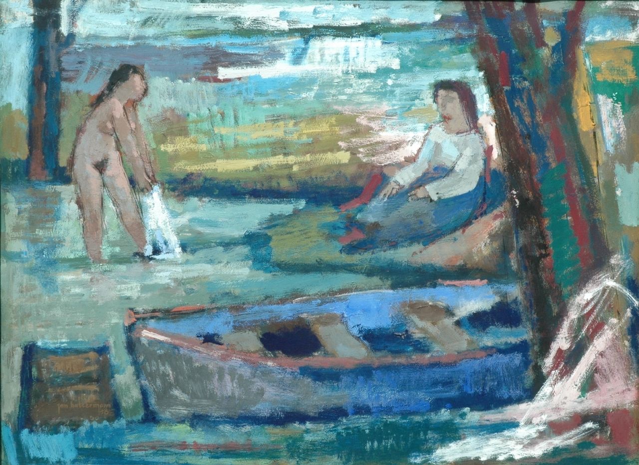 Battermann J.  | Johannes 'Jan' Battermann, Bathing women, Gouache auf Papier 50,0 x 65,5 cm, Unterzeichnet l.u. und datiert '58