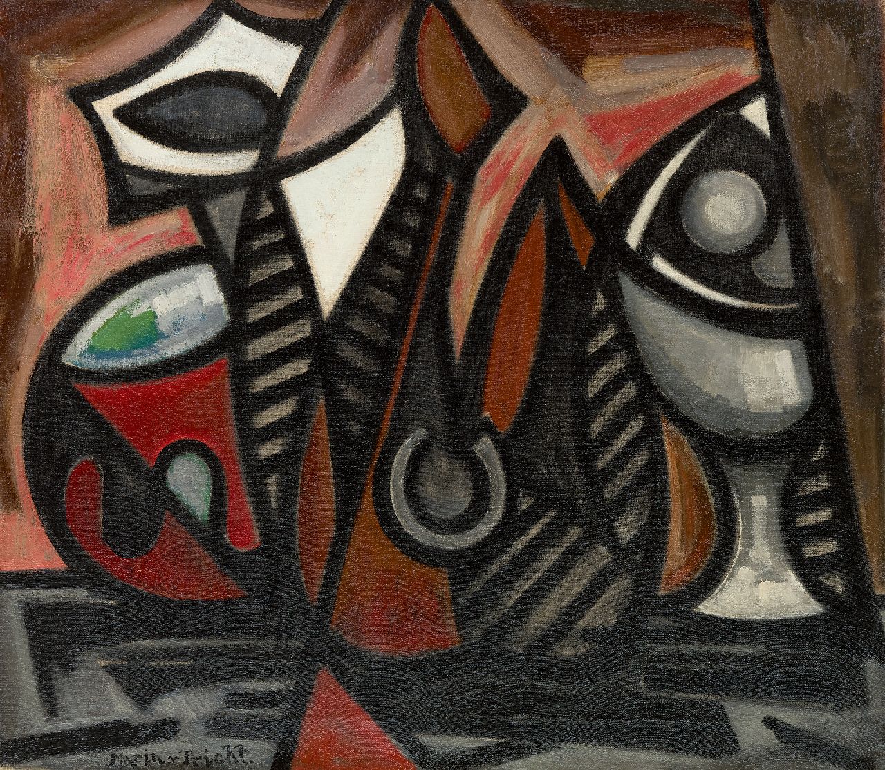 Tricht M. van | Marin van Tricht | Gemälde zum Verkauf angeboten | Stilleben, Öl auf Leinwand 67,8 x 78,2 cm, Unterzeichnet l.u. und datiert 1959