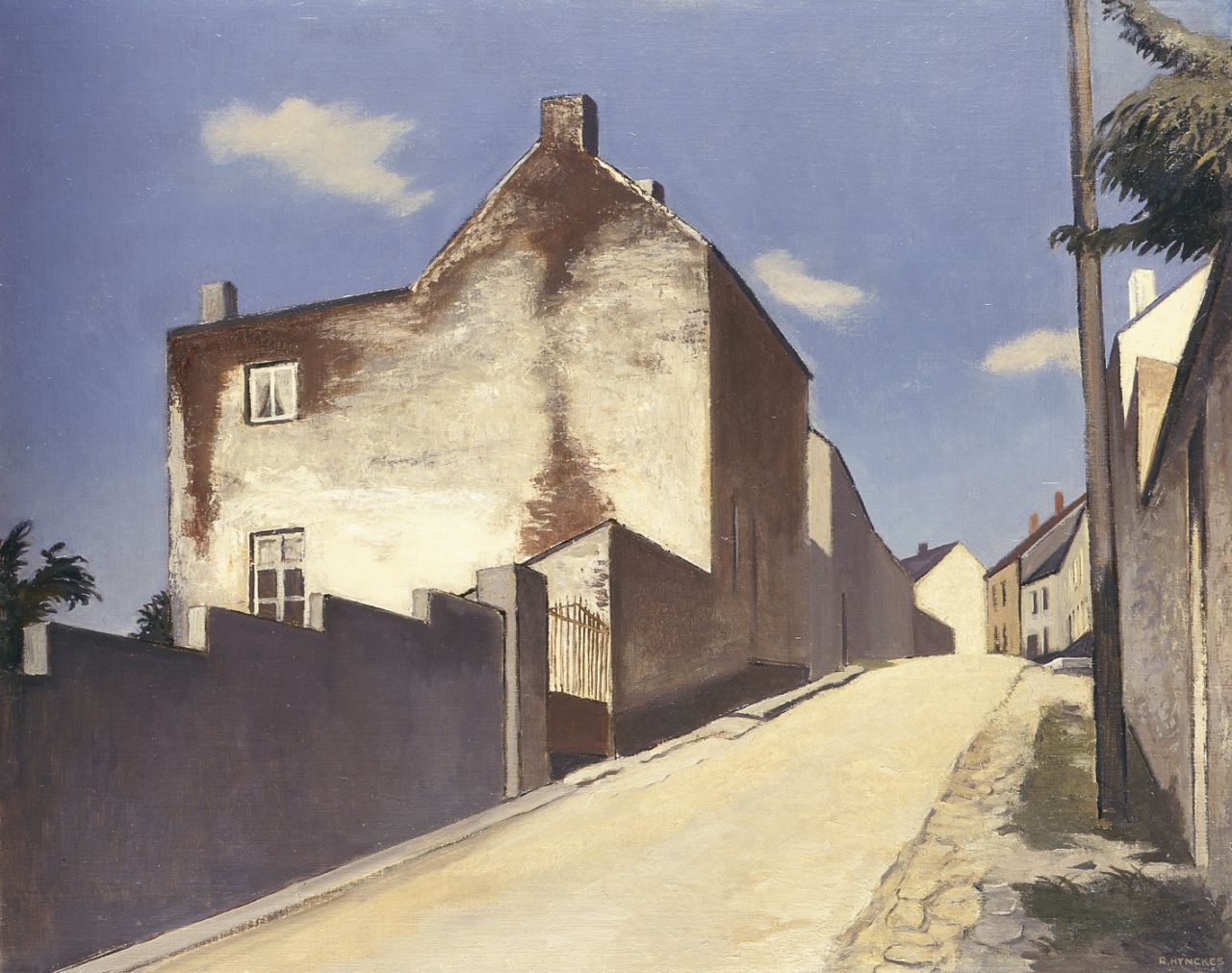 Hynckes R.  | Raoul Hynckes, A sunlit Dutch street, Öl auf Leinwand Malereifaser 52,0 x 64,9 cm, signed l.r.