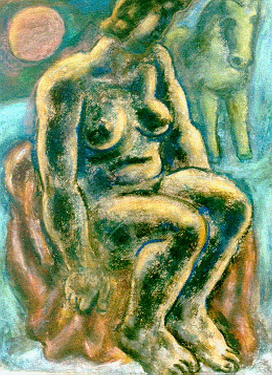 Gestel L.  | Leendert 'Leo' Gestel, A seated nude, Pastell auf Papier 63,0 x 48,0 cm, signed l.l. und dated '32