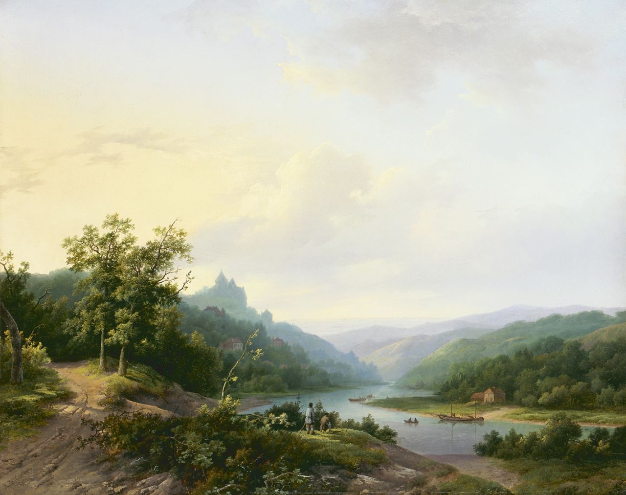 Koekkoek I M.A.  | Marinus Adrianus Koekkoek I, A river landscape, Germany, Öl auf Leinwand 48,8 x 61,4 cm, signed l.l. und dated 1842