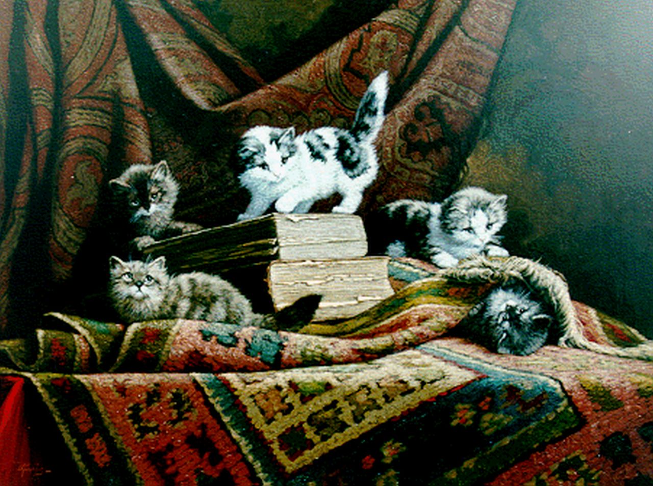 Raaphorst C.  | Cornelis Raaphorst, Five Kittens, Öl auf Leinwand 59,5 x 79,6 cm, signed l.l.