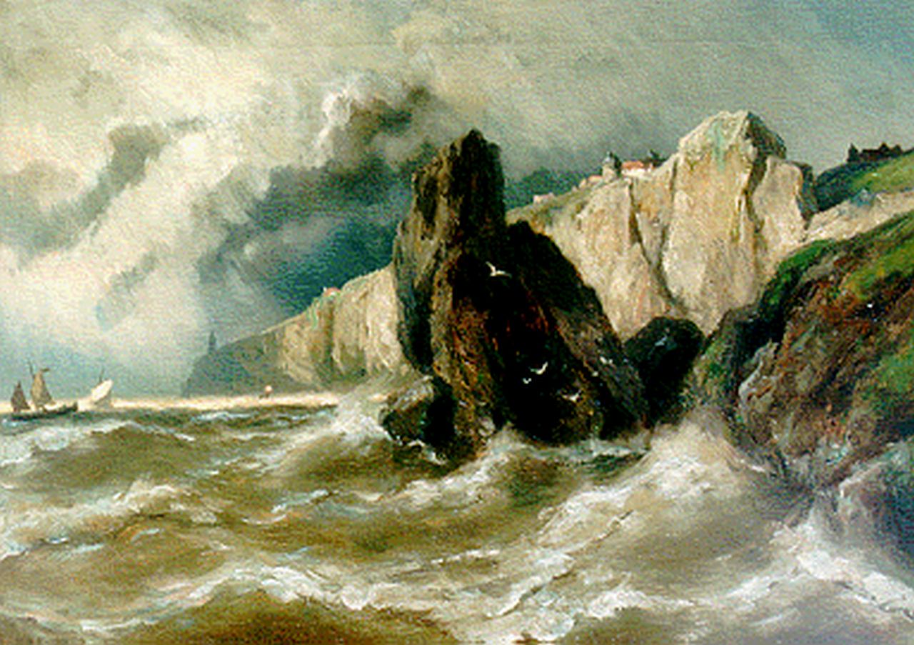 Koekkoek J.H.B.  | Johannes Hermanus Barend 'Jan H.B.' Koekkoek, Coastal scene, Dover, Öl auf Leinwand 50,7 x 71,7 cm, signed l.l.