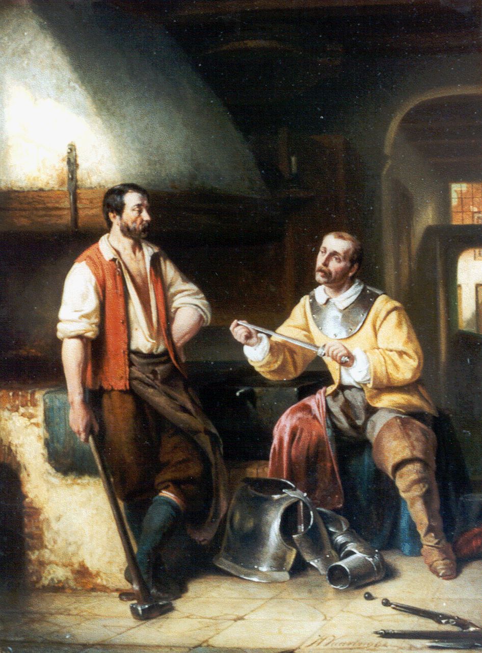 Vaarberg J.C.  | Joannes Christoffel Vaarberg, The Armourer, Öl auf Holz 44,0 x 33,0 cm, signed l.r. und dated '62