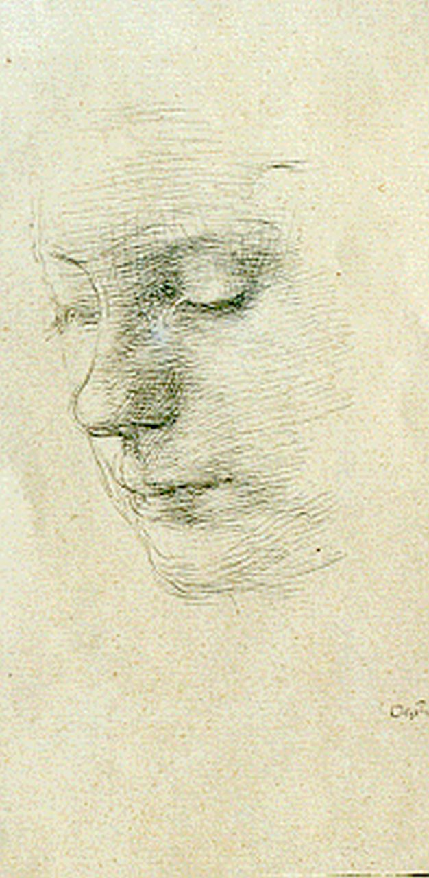 Oepts W.A.  | Willem Anthonie 'Wim' Oepts, Study of a woman's head, Feder auf Papier 20,0 x 11,5 cm, signed l.r. und dated '36