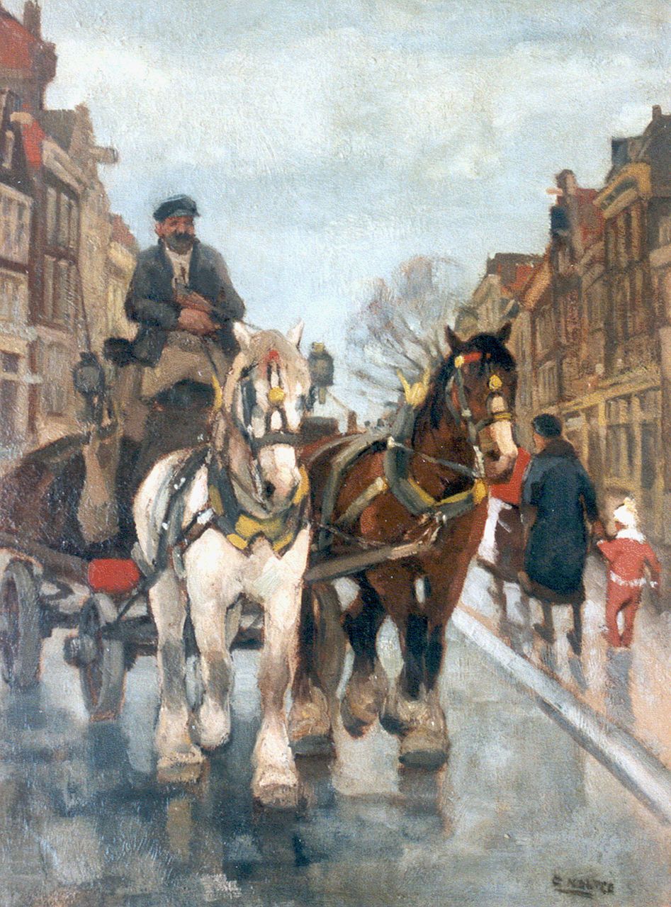 Noltee B.C.  | Bernardus Cornelis 'Cor' Noltee, Horsedrawn cart, Öl auf Leinwand 65,2 x 48,5 cm, signed l.r.