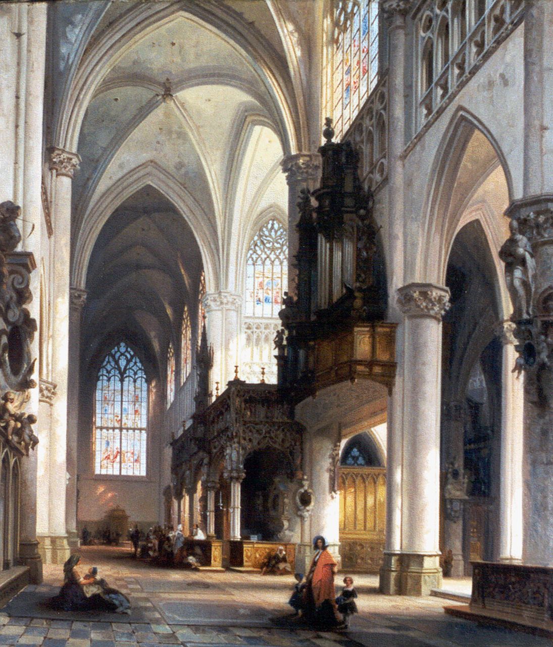 Genisson J.V.  | Jules Victor Genisson, Interior of St. Gummarus, Lier, Öl auf Leinwand 75,2 x 64,4 cm, signed l.l. und dated 1852