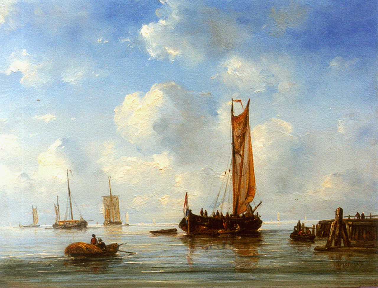 Pleijsier A.  | Ary Pleijsier, Shipping in a calm, Öl auf Holz 31,4 x 41,2 cm, signed l.r.