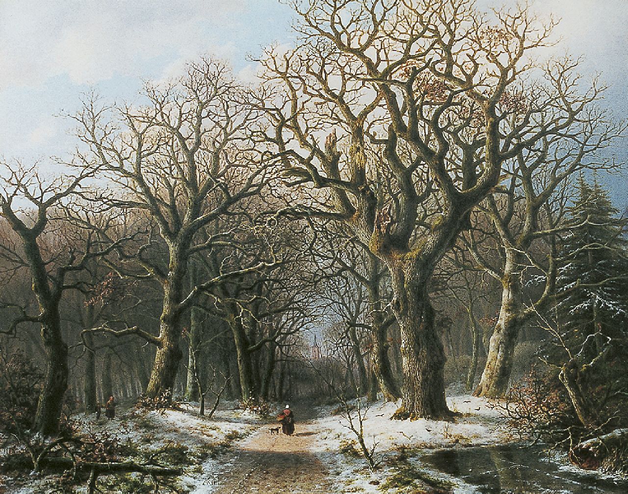 Mirani E.B.G.P.  | 'Everardus' Benedictus Gregorius Pagano Mirani, Gathering wood in winter, Öl auf Holz 59,8 x 76,0 cm, signed c.l.