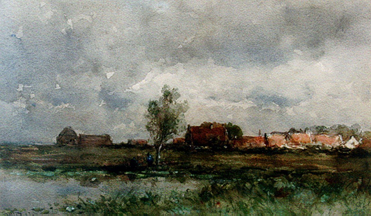 Roelofs W.  | Willem Roelofs, A town view, Aquarell auf Papier 30,4 x 51,1 cm, signed l.l.