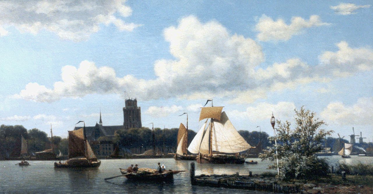 Koster E.  | Everhardus Koster, A view of the river Merwede, Dordrecht, Öl auf Leinwand 55,4 x 100,7 cm, signed l.l.