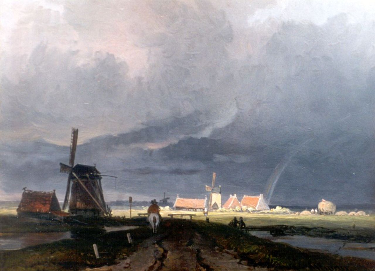 Eymer A.J.  | Arnoldus Johannes Eymer, Upcoming storm, Öl auf Holz 18,1 x 24,8 cm, signed l.r.