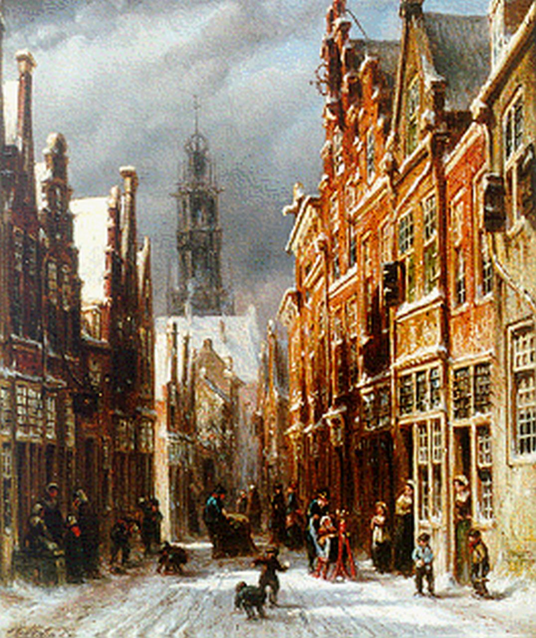Vertin P.G.  | Petrus Gerardus Vertin, A view of Haarlem with the Bakenessekerk beyond, Öl auf Holz 25,4 x 21,2 cm, signed l.l.