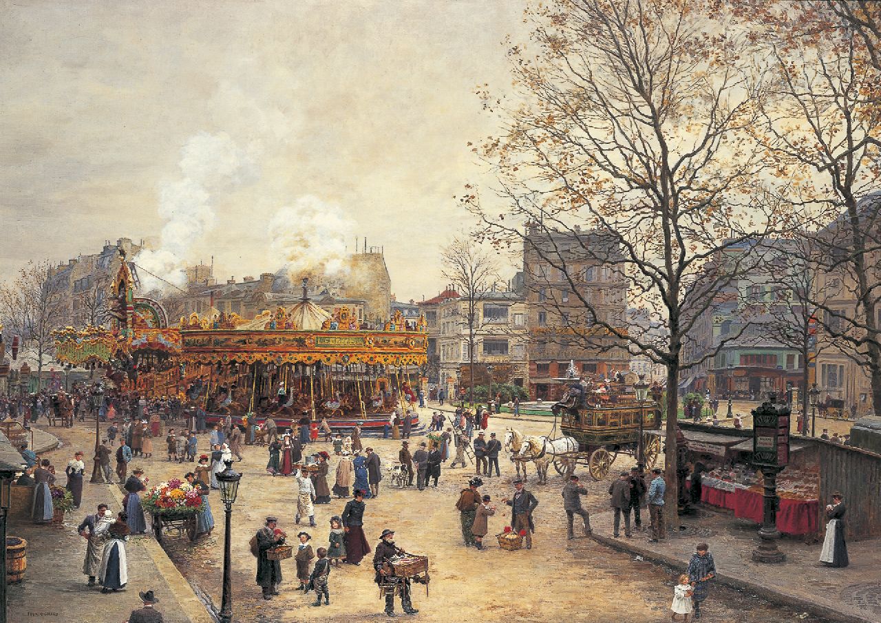Marie François Firmin-Girard | La Fête Place Pigalle, Paris, Öl auf Leinwand, 72,6 x 103,0 cm, Unterzeichnet l.u. und zu datieren um 1908-1911