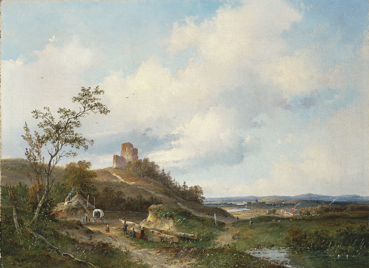 Hans J.G.  | Josephus Gerardus Hans, A panoramic landscape with a ruin in the distance, Öl auf Leinwand 51,2 x 69,0 cm, signed l.l. und dated '49