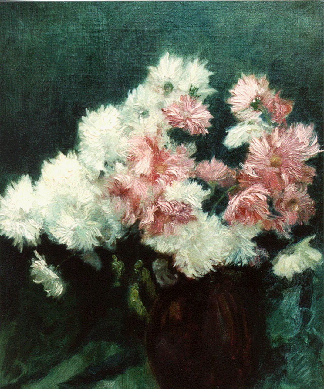 Windt (Toegeschreven aan) Ch. van der | Chris van der Windt (Toegeschreven aan), White and pink flowers in a vase, Öl auf Leinwand 54,2 x 41,4 cm