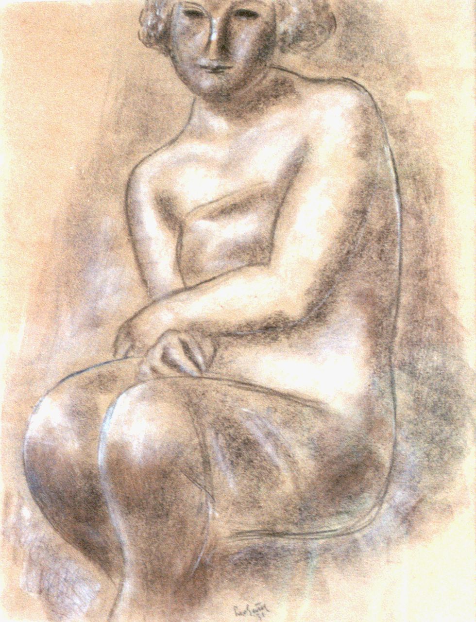 Gestel L.  | Leendert 'Leo' Gestel, A seated nude, Kreide auf Papier 62,0 x 48,0 cm, signed l.c. und dated '31