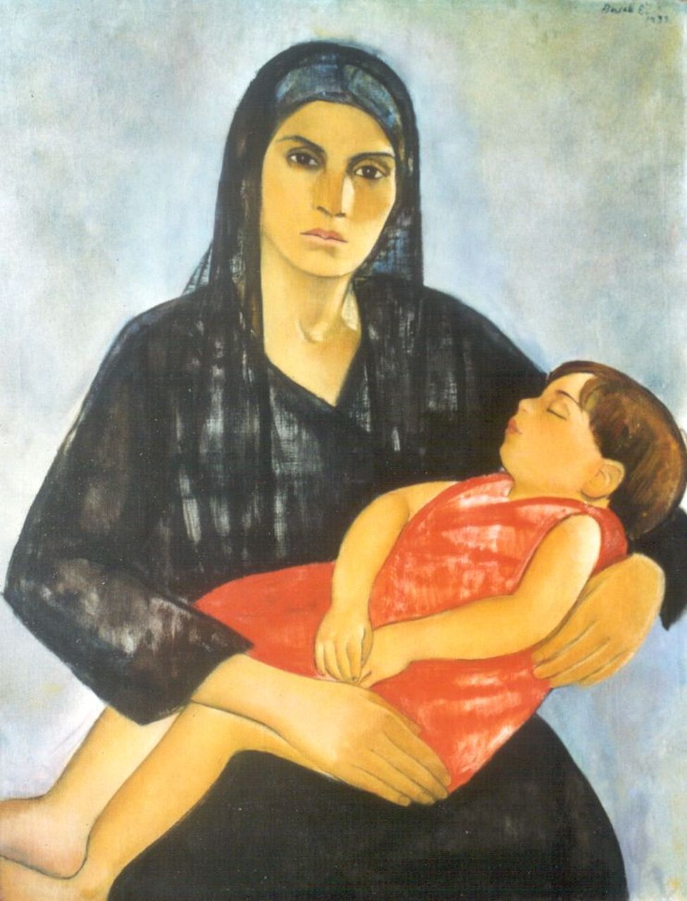 Basch E.  | Edith Basch, Mother with a sleeping child, Öl auf Leinwand 95,7 x 74,0 cm, signed u.r. und datiert 1933