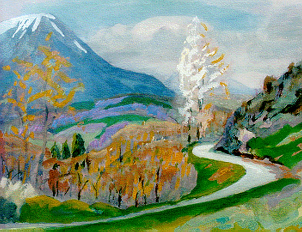 Altink J.  | Jan Altink, Mountain landscape, Gouache auf Papier 48,5 x 63,7 cm