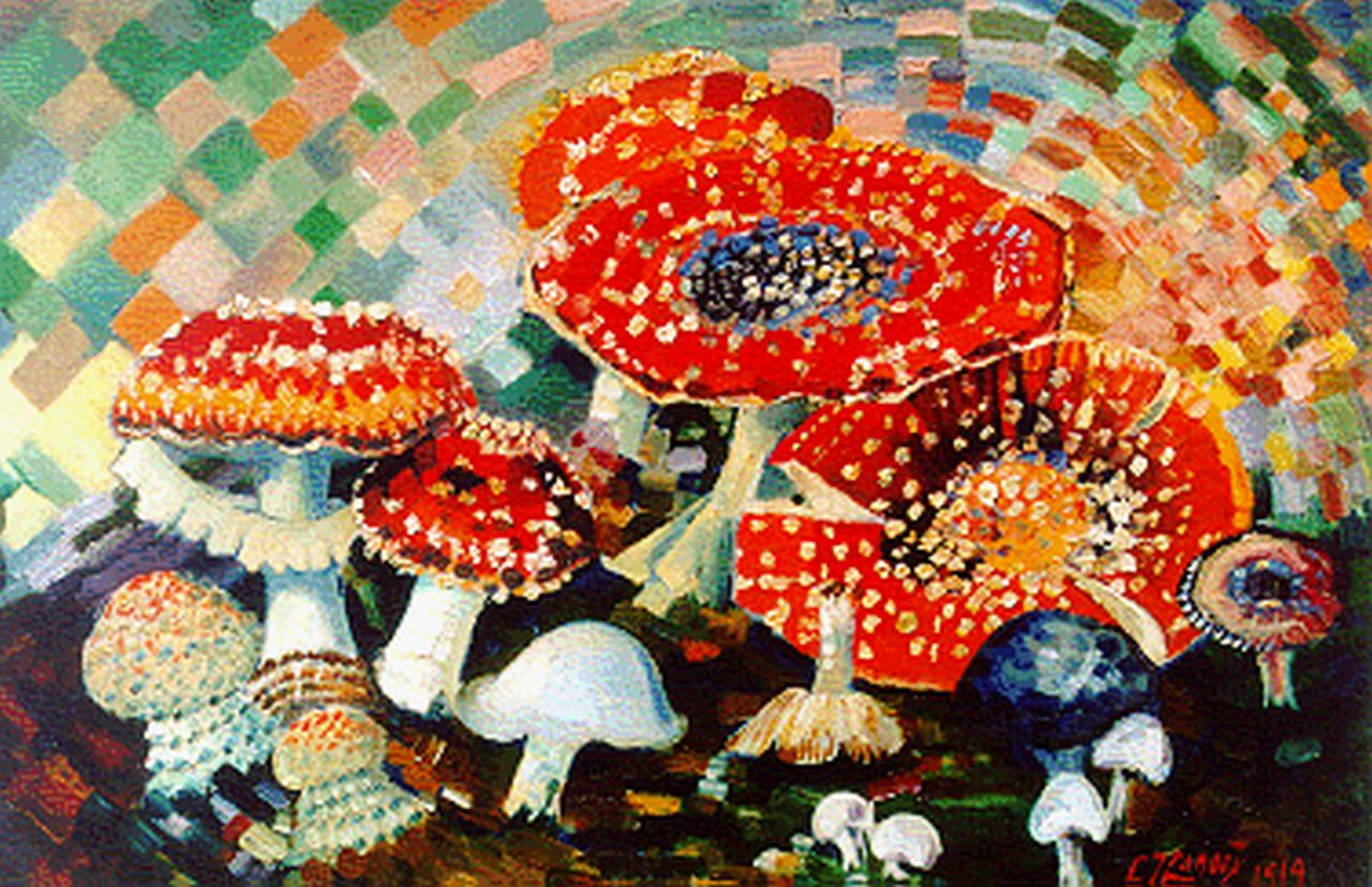 Lanooy C.J.  | Christiaan Johannes 'Chris' Lanooy, Mushrooms, Öl auf Leinwand Malereifaser 33,5 x 50,5 cm, signed l.r. und dated 1919