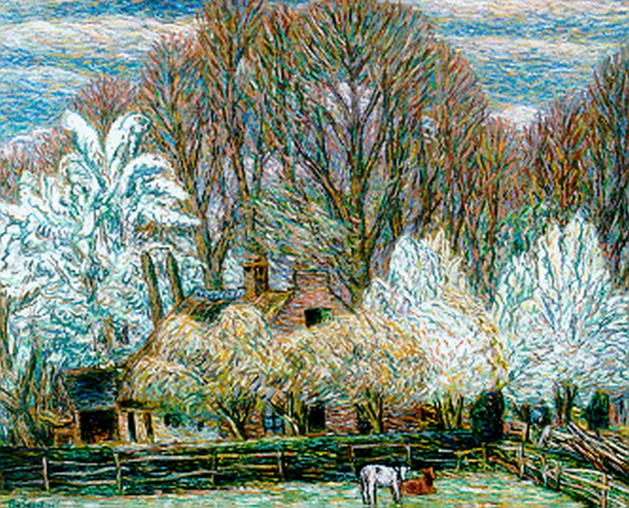 Gestel L.  | Leendert 'Leo' Gestel, A farm in spring, Eemnes, Pastell auf Papier 61,0 x 76,5 cm, signed l.l. und dated '39