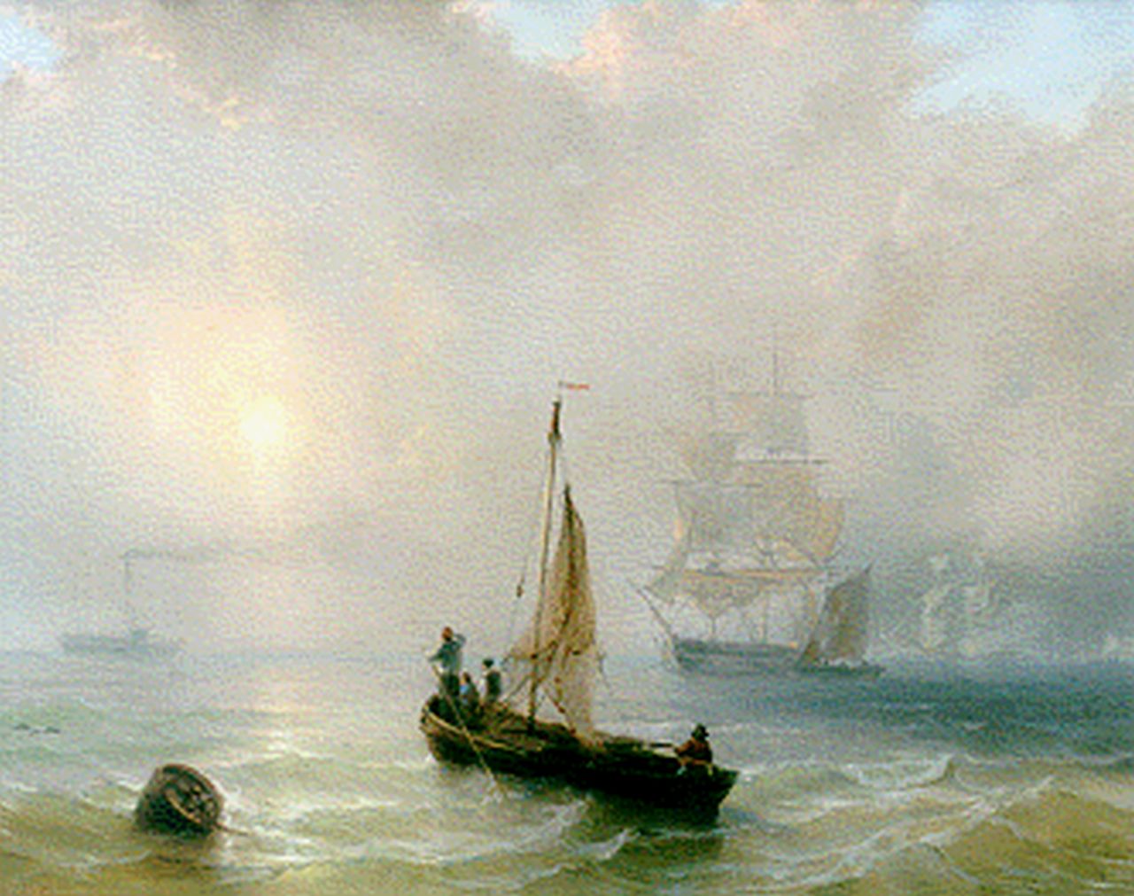 Meijer J.H.L.  | Johan Hendrik 'Louis' Meijer, Vessels at sea, Pastell auf Papier 46,0 x 60,5 cm, signed l.l.