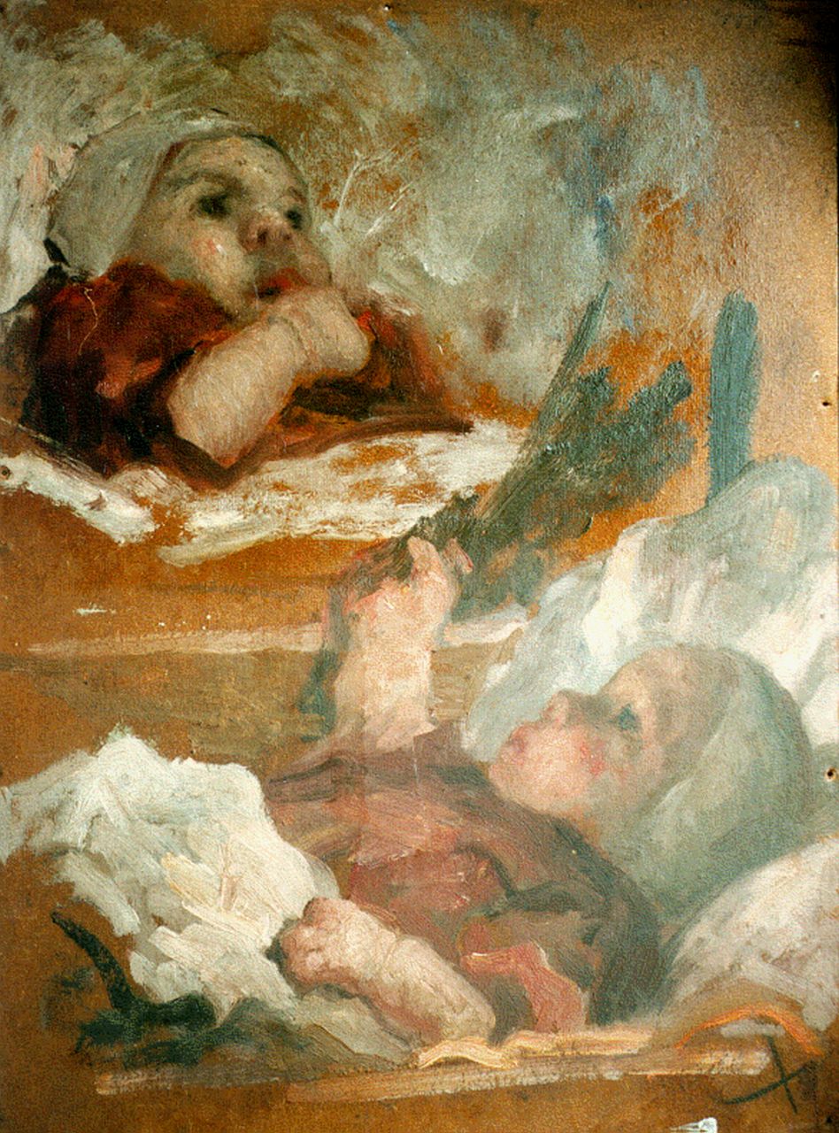 Pieters E.  | Evert Pieters, A baby, a study, Öl auf Malerpappe 46,0 x 60,0 cm