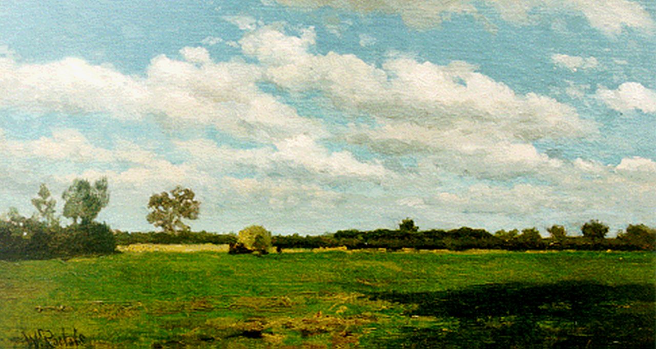 Roelofs W.  | Willem Roelofs, A landscape with a haycart, Öl auf Leinwand auf Holz 23,0 x 41,2 cm, signed l.l.