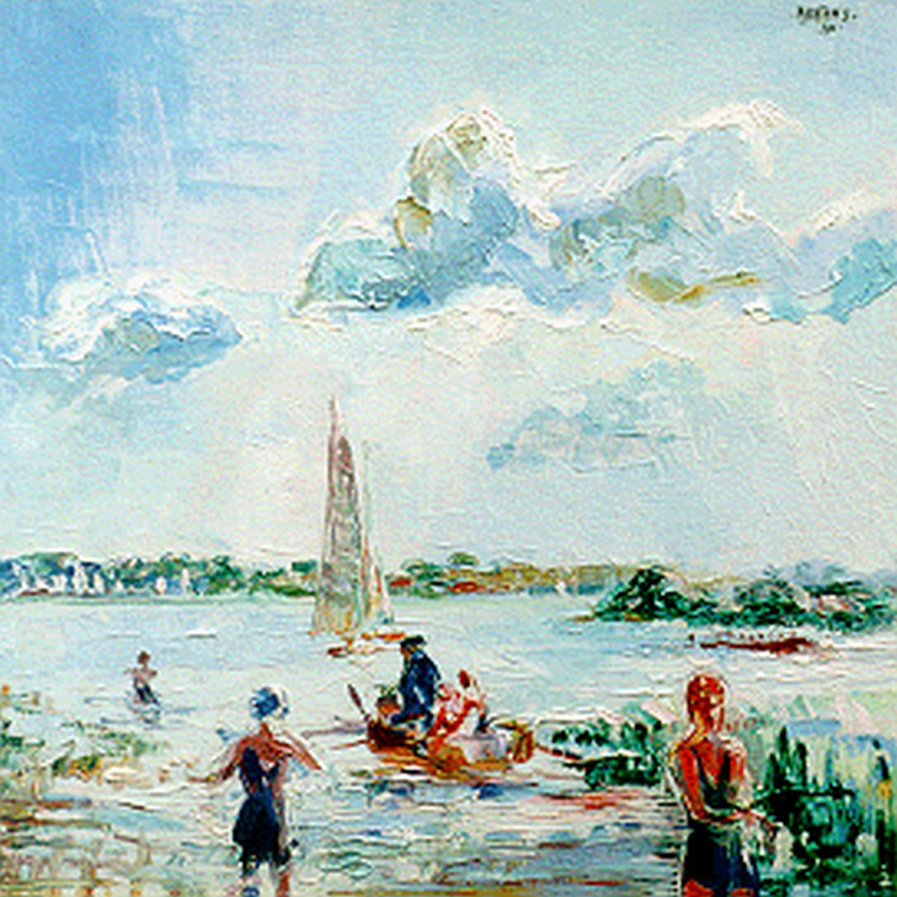 Martens G.G.  | Gijsbert 'George' Martens, View of the Paterswolde lake, Öl auf Leinwand 50,2 x 50,5 cm, signed u.r. und dated '30