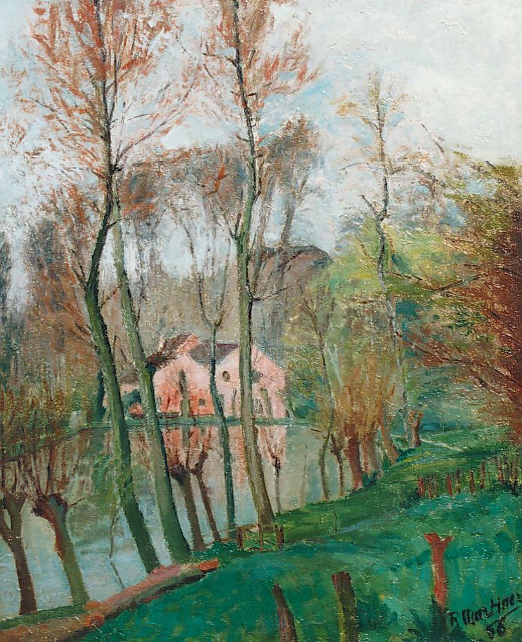 Martinez R.  | Raoul Martinez, A landscape, Öl auf Leinwand 72,0 x 59,0 cm, signed l.r. und dated '56