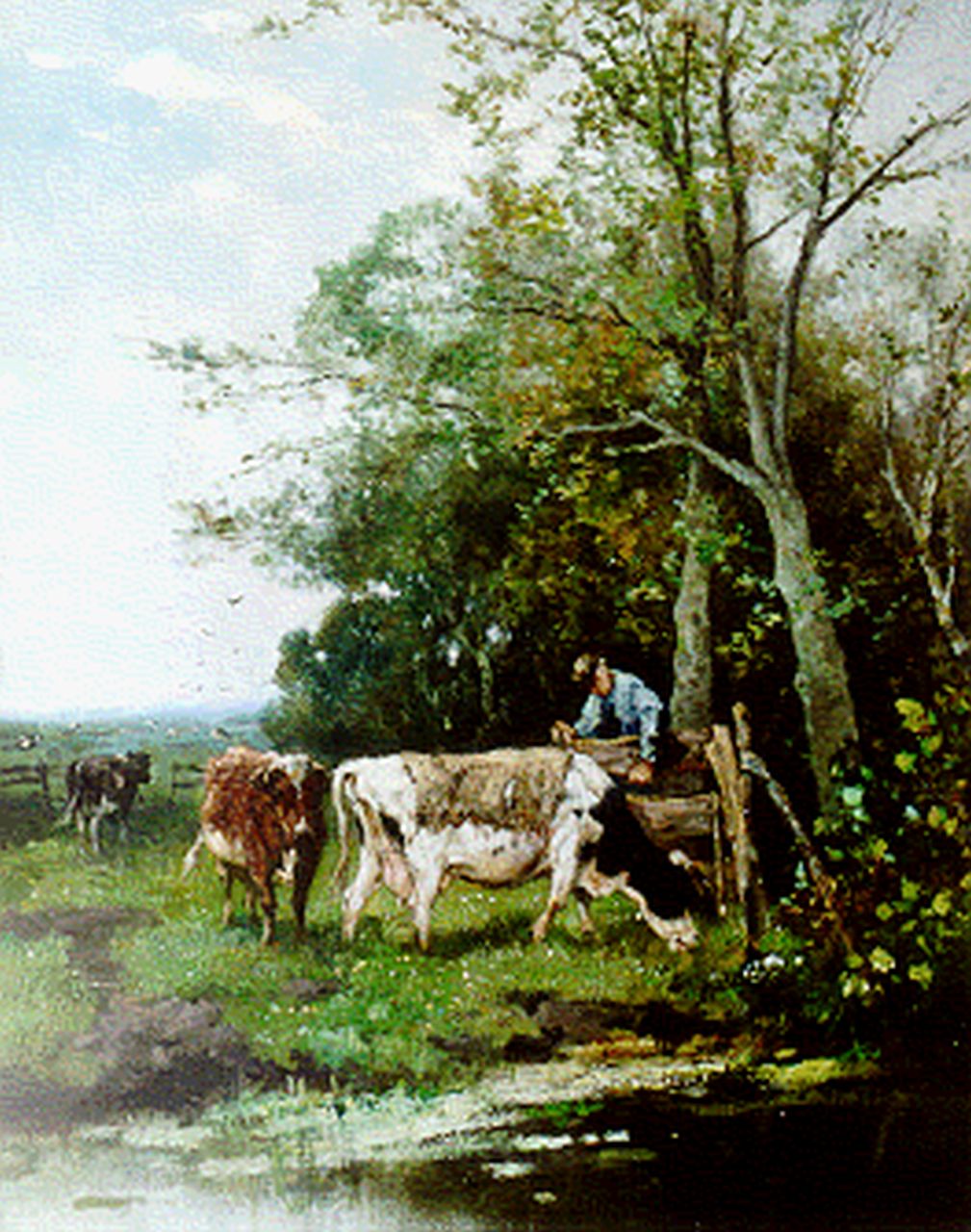 Scherrewitz J.F.C.  | Johan Frederik Cornelis Scherrewitz, Cows in a meadow, Öl auf Holz 41,1 x 32,7 cm, signed l.r.