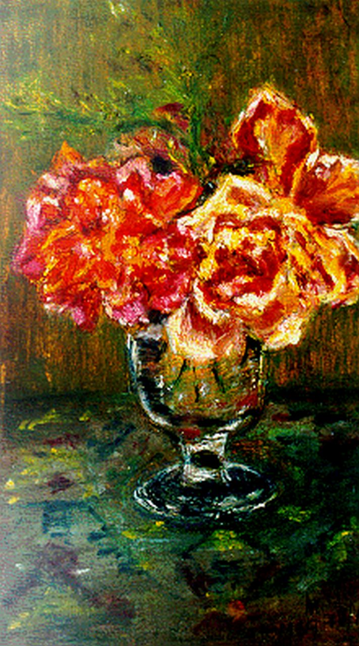 Maris M.  | Mies Maris, A flower still life, Öl auf Leinwand Malereifaser 21,3 x 12,7 cm, signed l.r. und dated 18/12/1939