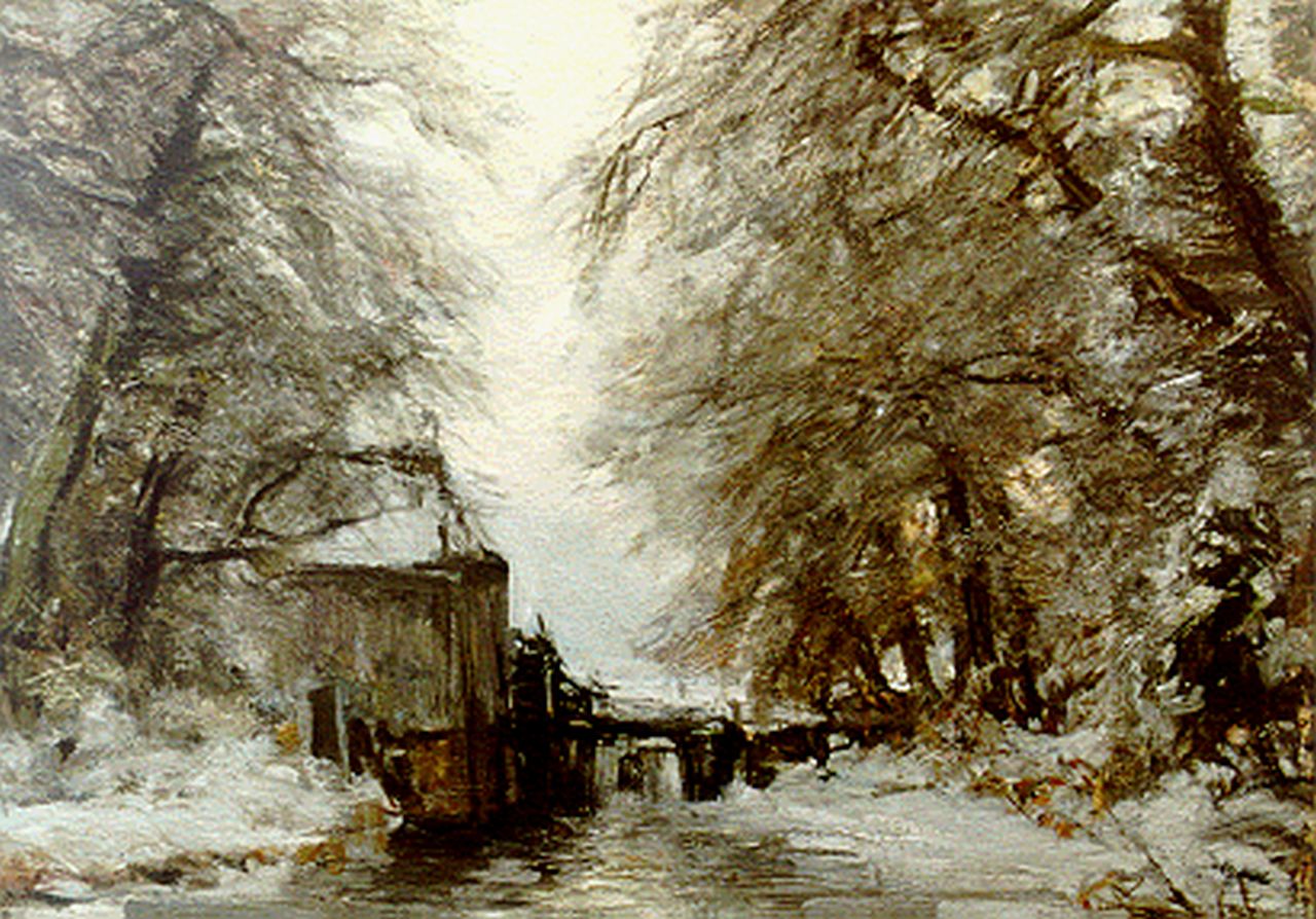 Apol L.F.H.  | Lodewijk Franciscus Hendrik 'Louis' Apol, A water mill in a winter landscape, Öl auf Leinwand 50,2 x 70,0 cm, signed l.l.