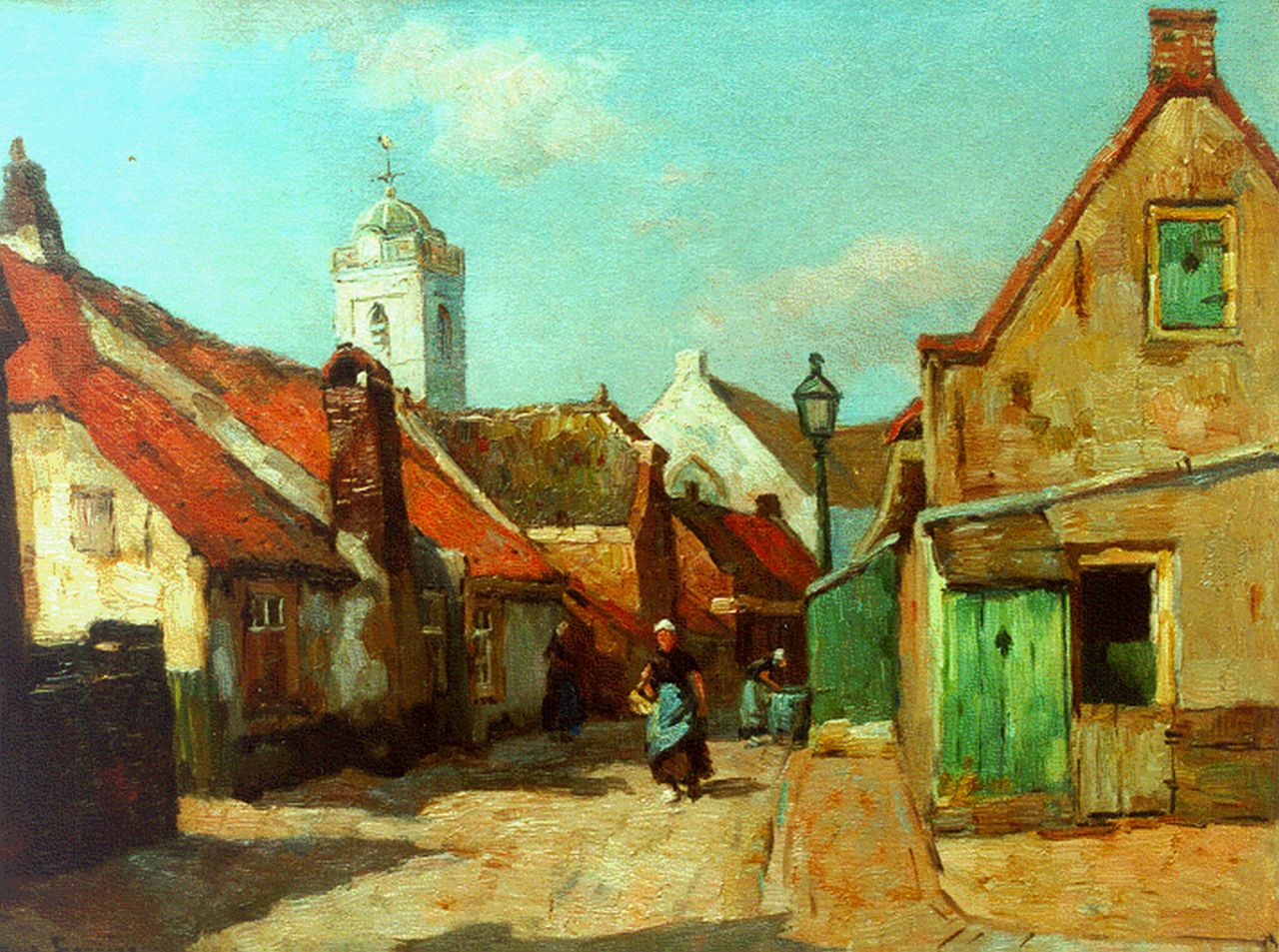 Soonius L.  | Lodewijk 'Louis' Soonius, A view of the Kerkstraat, Katwijk aan Zee, Öl auf Leinwand 30,3 x 40,2 cm, signed l.l. and on the reverse und dated 1930