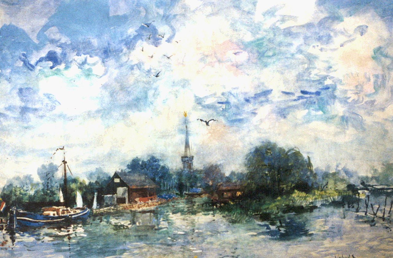 Walrecht B.H.D.  | Bernardus Hermannus David 'Ben' Walrecht, A view of Loosdrecht, Aquarell und Gouache auf Papier 82,3 x 125,0 cm, signed l.r. und painted between 1945-55