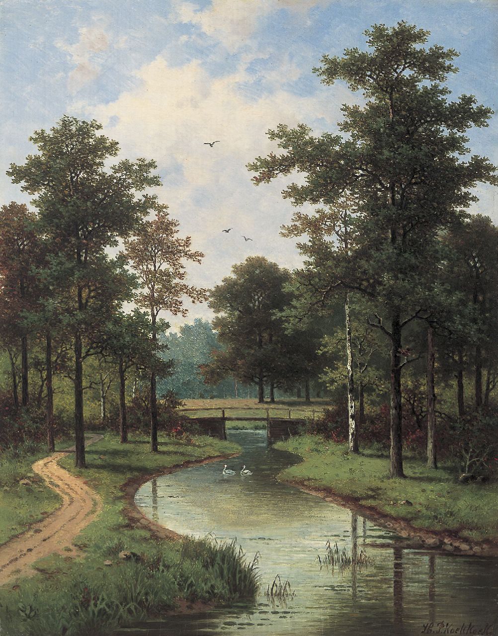 Koekkoek P.H.  | Pieter Hendrik 'H.P.' Koekkoek, Parklandschaft, Öl auf Holz 36,0 x 28,0 cm, Unterzeichnet r.u.