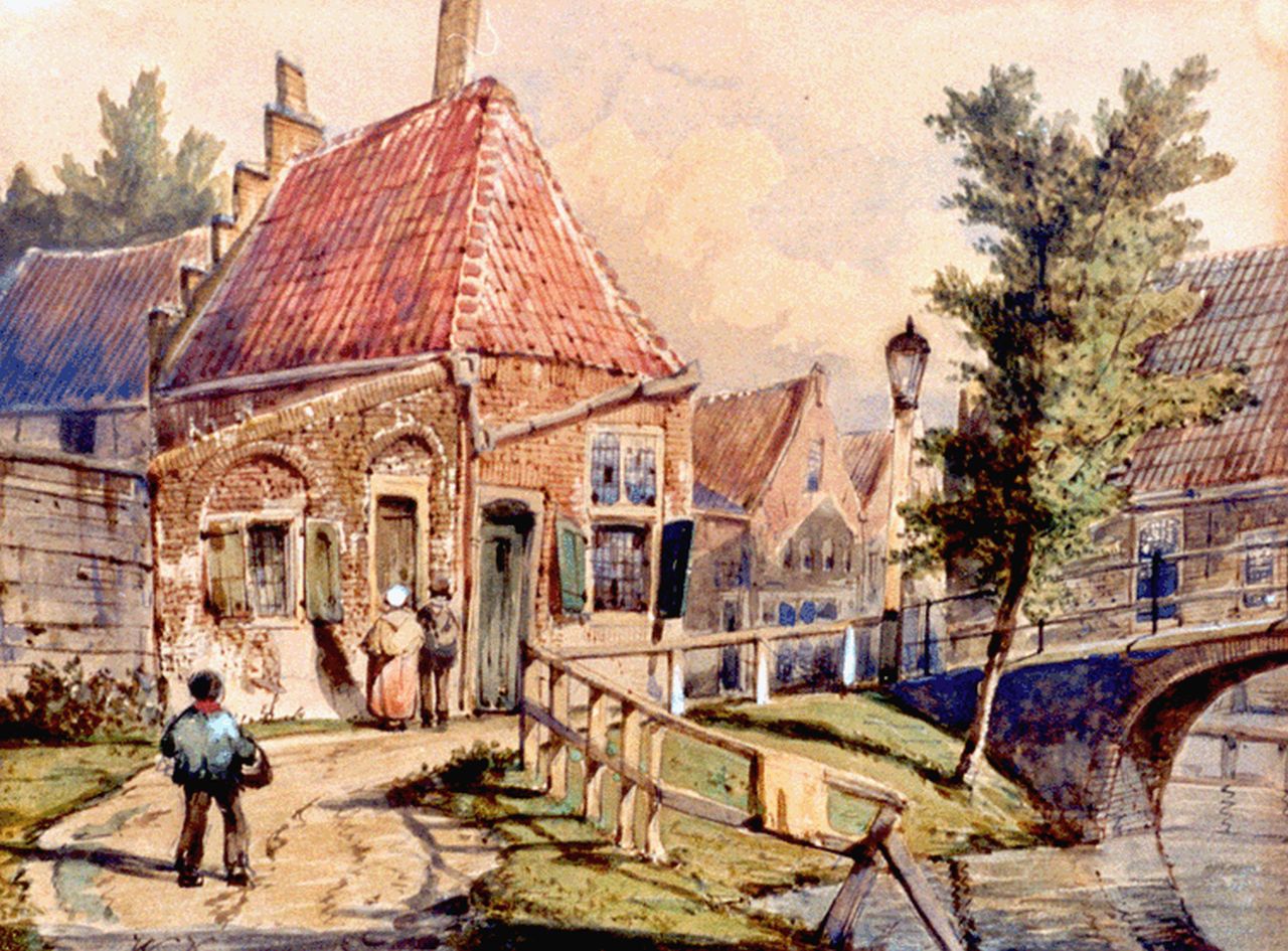 Koekkoek W.  | Willem Koekkoek, The Staaleversgracht, Enkhuizen, Aquarell auf Papier 21,5 x 28,4 cm, signed l.l. with initials