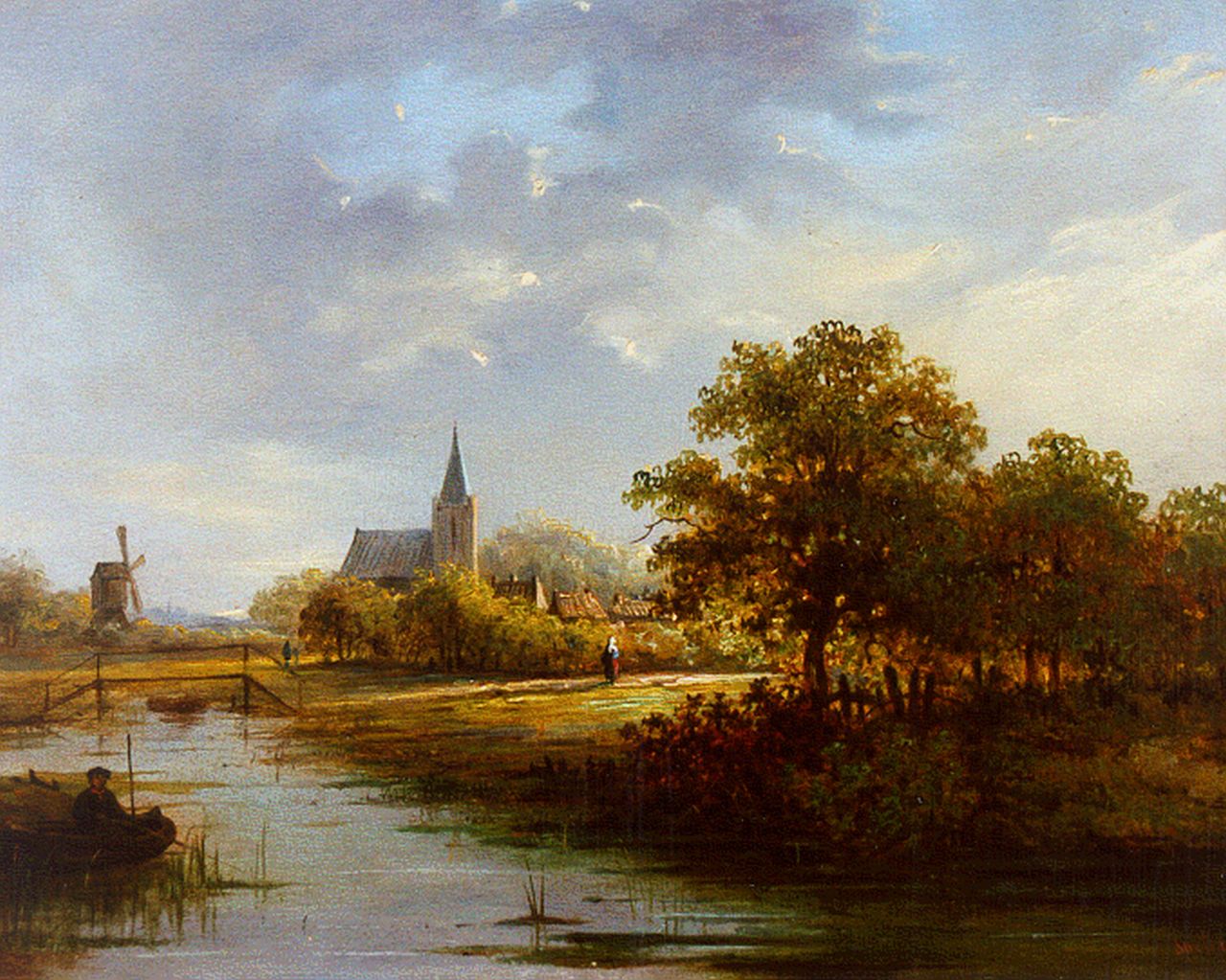 Soeterik T.  | Theodoor Soeterik, Angler in a summer landscape, Öl auf Holz 21,6 x 27,3 cm, signed l.r.