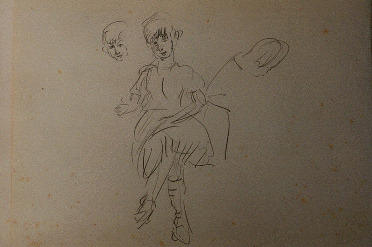 Israels I.L.  | 'Isaac' Lazarus Israels, A seated child (study), Bleistift auf Papier 17,8 x 24,5 cm