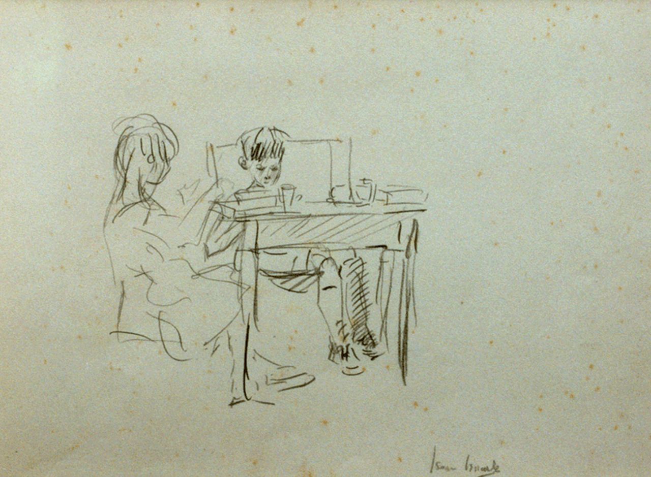 Israels I.L.  | 'Isaac' Lazarus Israels, Children by a table, Bleistift auf Papier 17,8 x 25,4 cm, signed l.r.