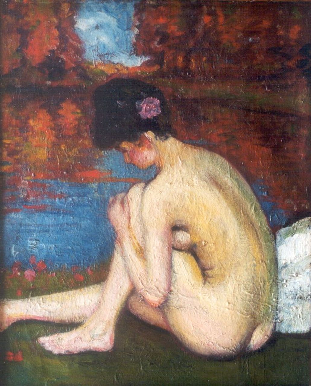 Ramon Antonio Pichot Gironés | A seated nude, Öl auf Leinwand, 47,5 x 38,5 cm, signed l.r.