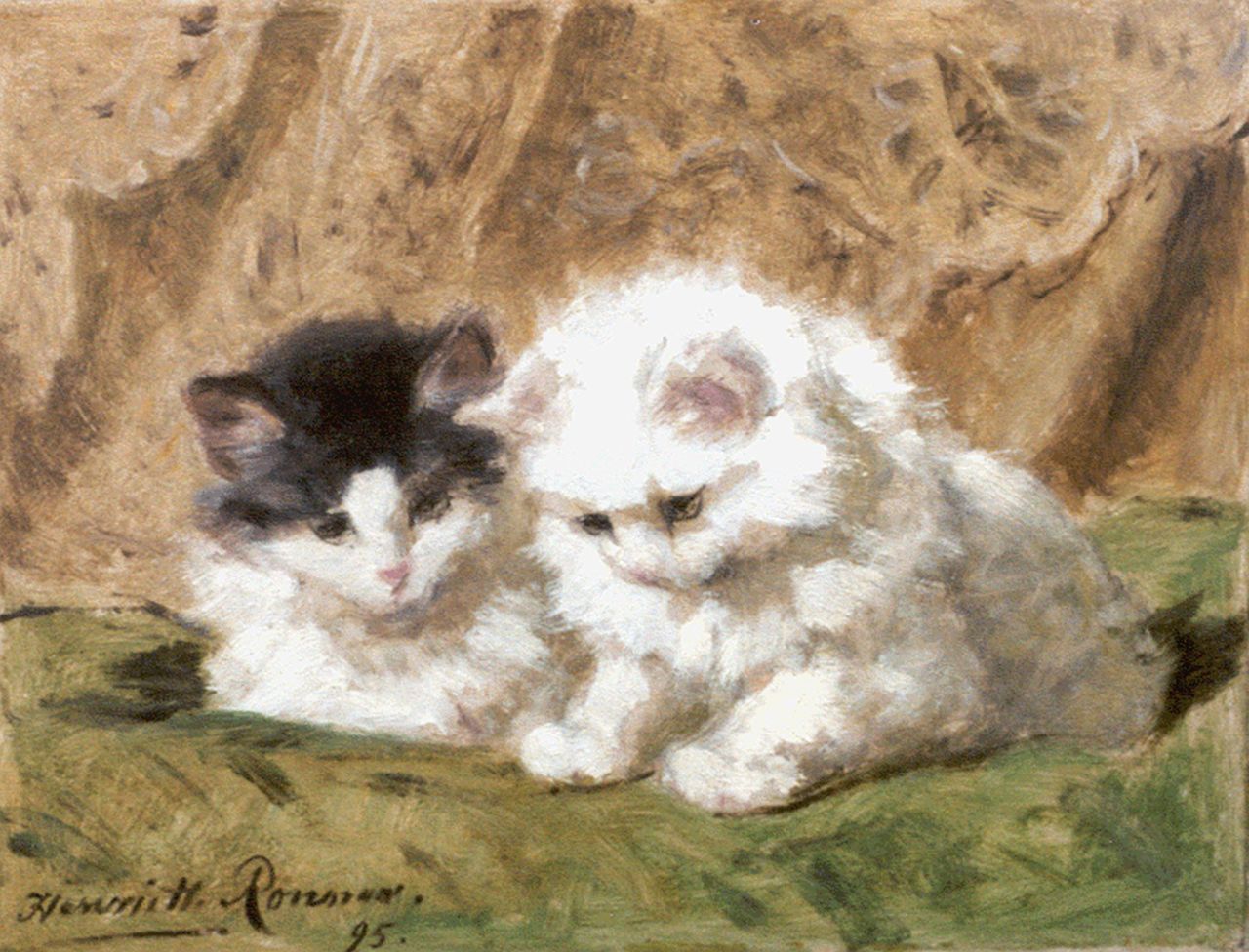 Ronner-Knip H.  | Henriette Ronner-Knip, Two kittens, 21,2 x 27,5 cm, signed l.l. und dated '95