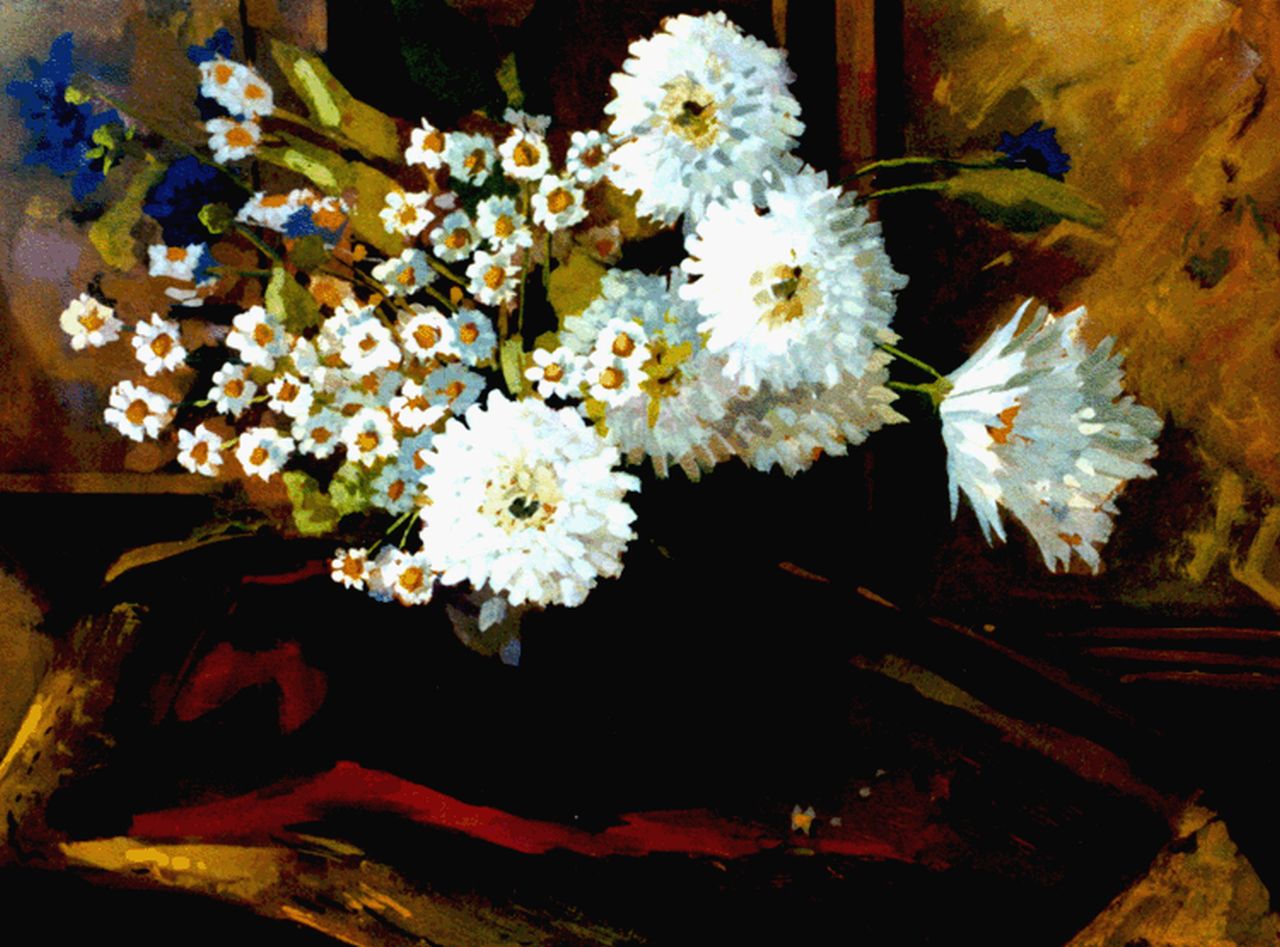 Ab Toetenel | A still life with daisies and camomile, Öl auf Holz, 30,0 x 39,9 cm, signed l.l.