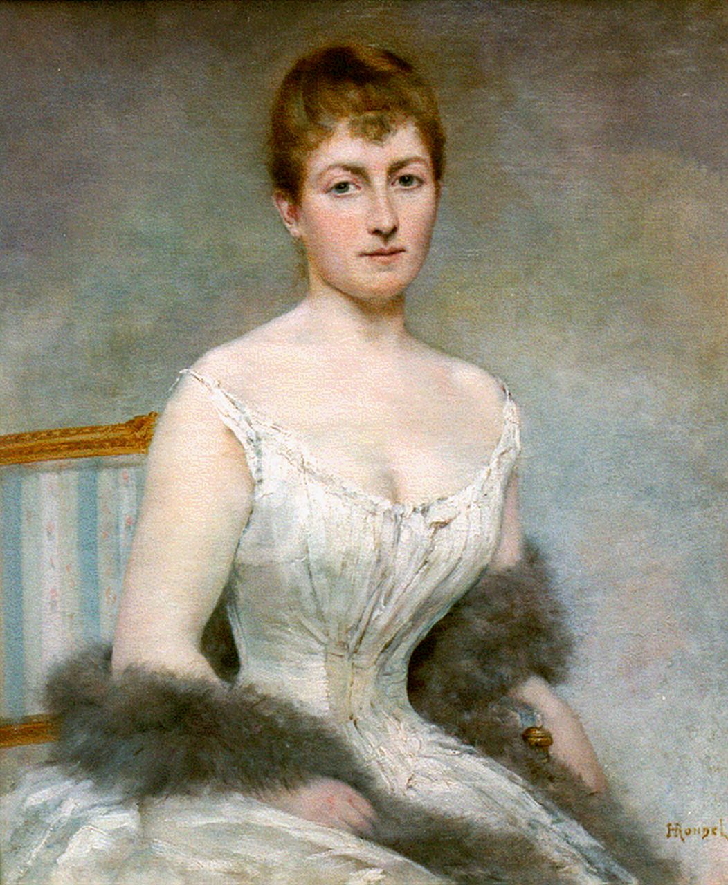Henri Rondel | An elegant lady seated, Öl auf Leinwand, 46,5 x 39,0 cm, signed l.r.