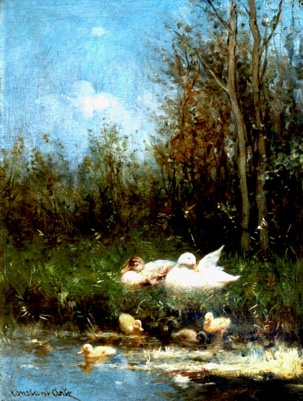 Artz C.D.L.  | 'Constant' David Ludovic Artz, Ducklings watering, Öl auf Holz 23,7 x 17,9 cm, signed l.l.