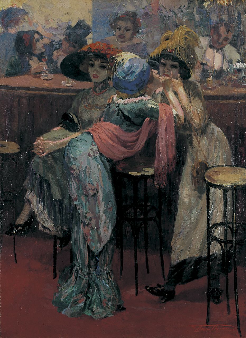 Thomas H.J.  | Henri Joseph Thomas, Elegant ladies, Öl auf Leinwand 75,0 x 55,2 cm, signed l.r. und painted circa 1910