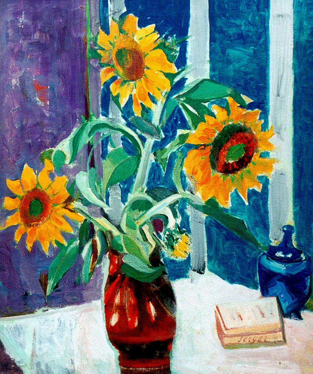 Serger F.B.  | Frederick Bedrich Serger, Sunflowers, Öl auf Leinwand 61,2 x 51,2 cm, signed l.r. und painted before 1939