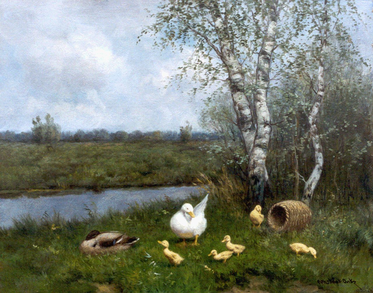 Artz C.D.L.  | 'Constant' David Ludovic Artz, Ducks on the riverbank, Öl auf Leinwand 40,0 x 50,3 cm, signed l.r.